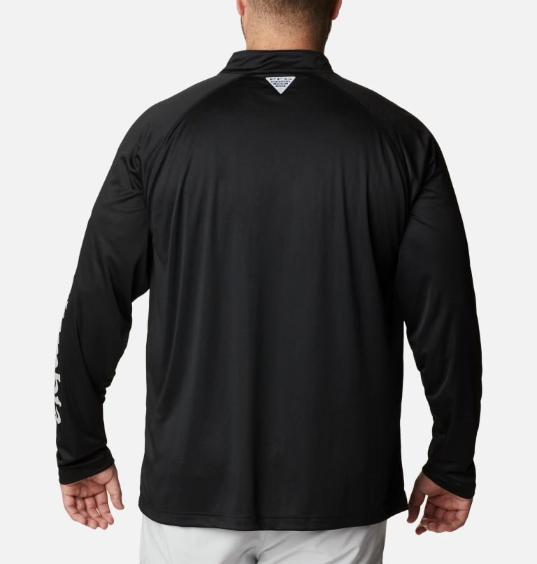 Men's Columbia PFG Terminal Tackle 1/4 Zip Sweatshirts Black | Plus Size CA-R1CL5